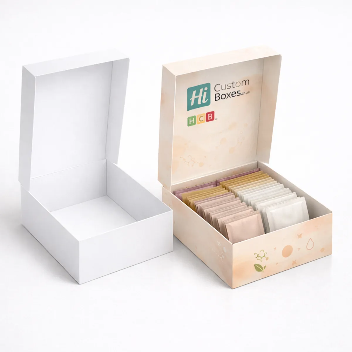 A sturdy collagen sachet mailer box designed for secure shipping with high-quality interior branded printing- class=